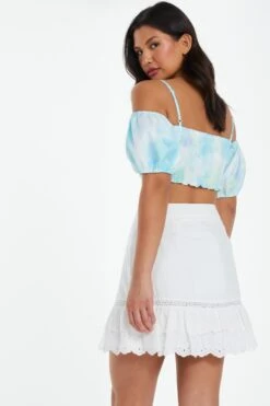 White Crochet Trim Mini Skirt 8 White Crochet Trim Mini Skirt -Women Clothing Sales Store 00100037459 XB