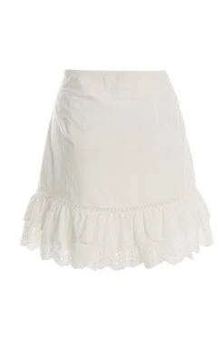 White Crochet Trim Mini Skirt 10 White Crochet Trim Mini Skirt -Women Clothing Sales Store 00100037459 ZB