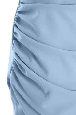 Light Blue One Shoulder Ruched Midi Dress 11 Light Blue One Shoulder Ruched Midi Dress -Women Clothing Sales Store 00100037477 ZS