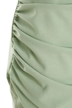 Sage Green One Shoulder Ruched Midi Dress 11 Sage Green One Shoulder Ruched Midi Dress -Women Clothing Sales Store 00100037478 ZS