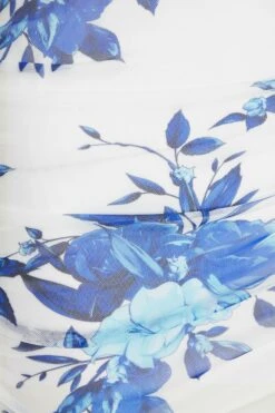 Blue Floral Mesh Maxi Dress -Women Clothing Sales Store 00100037489 ZS