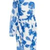 Blue Floral Chiffon Midi Dress 12 Blue Floral Chiffon Midi Dress -Women Clothing Sales Store 00100037500 ZM