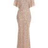 Taupe Sequin Batwing Maxi Dress 13 Taupe Sequin Batwing Maxi Dress -Women Clothing Sales Store 00100037505 ZM