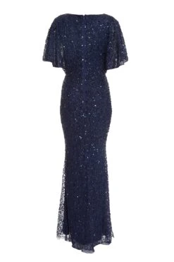 Navy Sequin Batwing Maxi Dress -Women Clothing Sales Store 00100037506 ZB