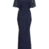 Navy Sequin Batwing Maxi Dress -Women Clothing Sales Store 00100037506 ZM