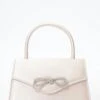 Champagne Satin Diamante Bow Mini Tote Bag
