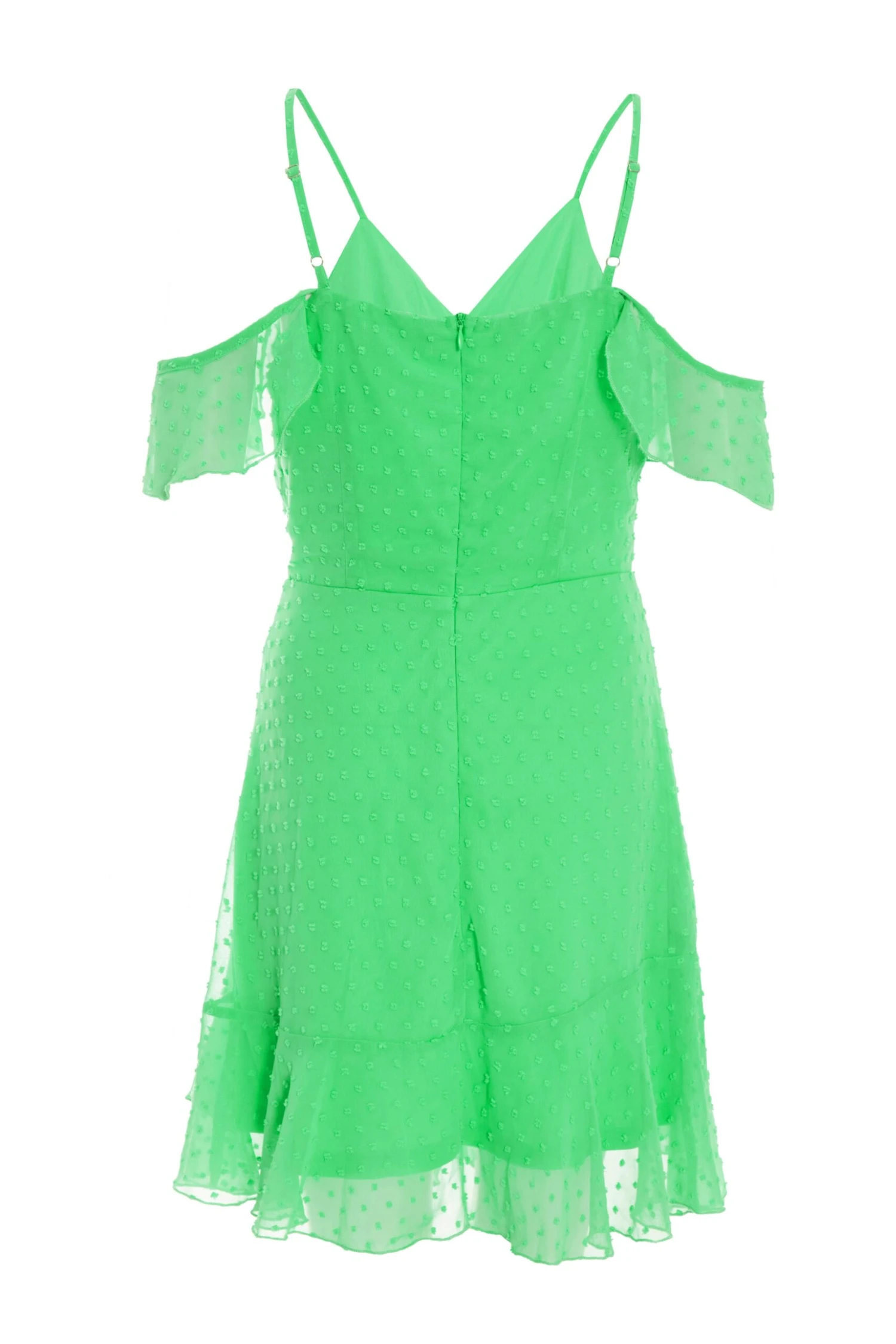 Green Chiffon Polka Dot Skater Dress 5 Green Chiffon Polka Dot Skater Dress - Image 5