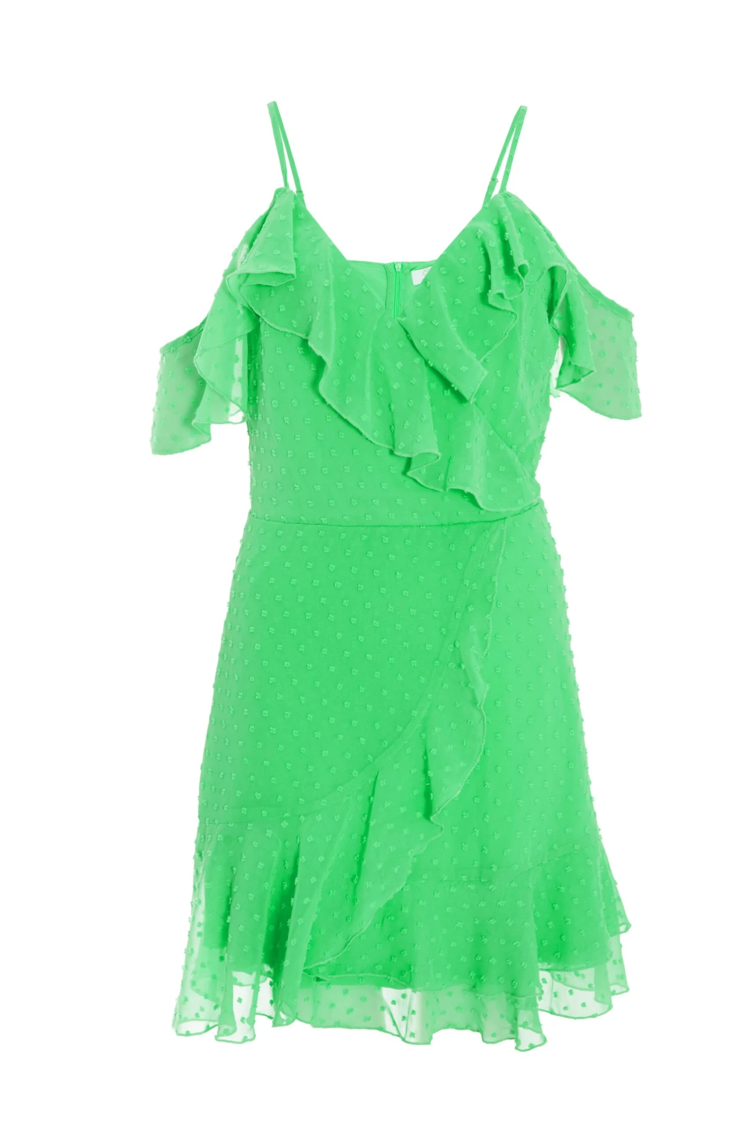 Green Chiffon Polka Dot Skater Dress 1 Green Chiffon Polka Dot Skater Dress