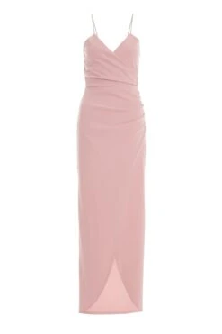 Pink Diamante Wrap Maxi Dress