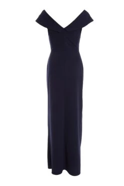 Navy Ruched Bardot Maxi Dress 10 Navy Ruched Bardot Maxi Dress -Women Clothing Sales Store 00100037580 ZB