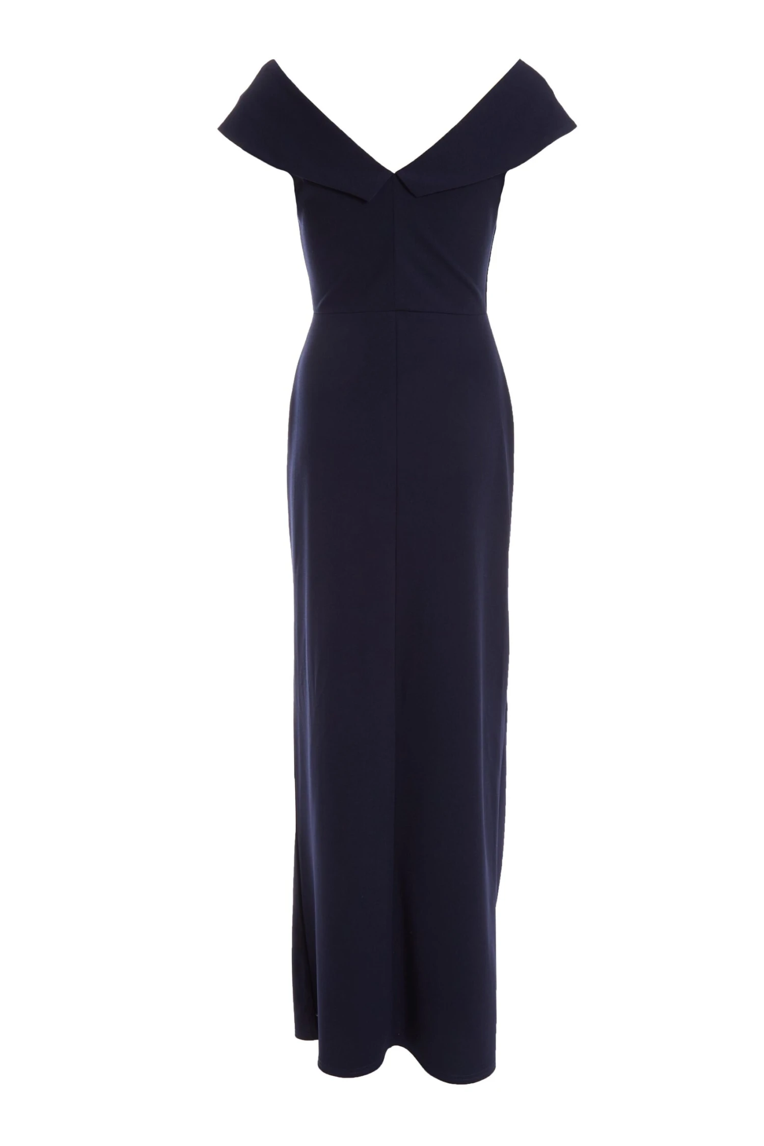 Navy Ruched Bardot Maxi Dress 5 Navy Ruched Bardot Maxi Dress - Image 5