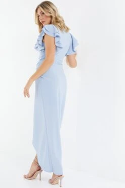 Light Blue Ruched Maxi Dress 8 Light Blue Ruched Maxi Dress -Women Clothing Sales Store 00100037582 XB