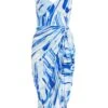 Blue Satin Brush Stroke Ruched Midi Dress 12 Blue Satin Brush Stroke Ruched Midi Dress -Women Clothing Sales Store 00100037587 ZM