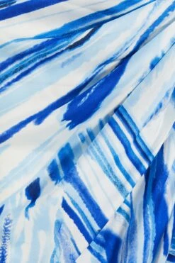 Blue Satin Brush Stroke Ruched Midi Dress 11 Blue Satin Brush Stroke Ruched Midi Dress -Women Clothing Sales Store 00100037587 ZS