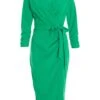 Jade Green Wrap Tie Midi Dress -Women Clothing Sales Store 00100037621 ZM