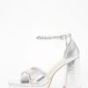 Wide Fit Silver Platform Heeled Sandals -Women Clothing Sales Store 00100037653 ZM