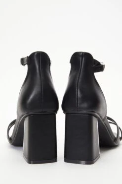 Wide Fit Black Asymmetric Strap Heeled Sandals 10 Wide Fit Black Asymmetric Strap Heeled Sandals -Women Clothing Sales Store 00100037666 ZB