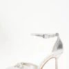 Wide Fit Silver Foil Diamante Court Heels