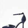 Wide Fit Navy Satin Diamante Court Heels