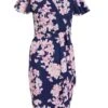 Petite Navy Floral Wrap Midi Dress