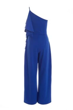 Petite Royal Blue One Shoulder Frill Palazzo Jumpsuit -Women Clothing Sales Store 00100037692 ZB