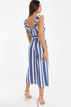 Petite Royal Blue Striped Culotte Jumpsuit 8 Petite Royal Blue Striped Culotte Jumpsuit -Women Clothing Sales Store 00100037736 XB