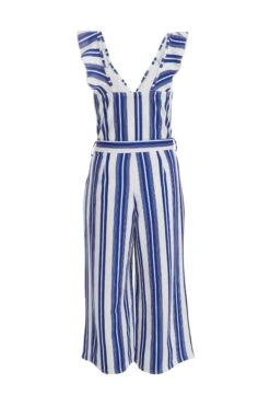 Petite Royal Blue Striped Culotte Jumpsuit 10 Petite Royal Blue Striped Culotte Jumpsuit -Women Clothing Sales Store 00100037736 ZB