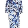 Navy Floral Wrap Midi Dress -Women Clothing Sales Store 00100037771 ZM