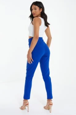 Petite Royal Blue Split Front Trousers 8 Petite Royal Blue Split Front Trousers -Women Clothing Sales Store 00100037787 XB