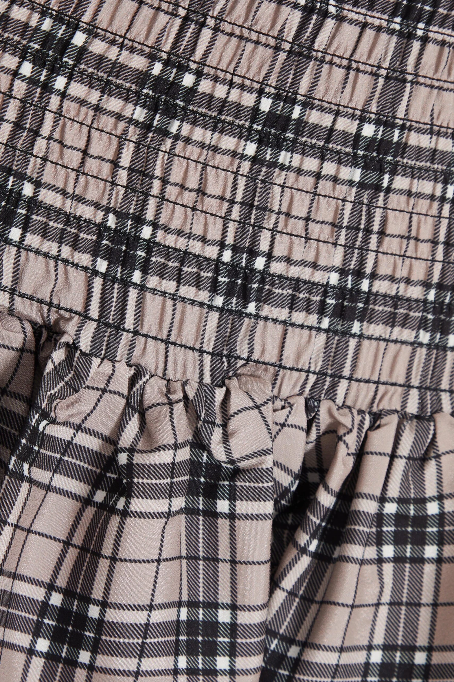 Stone Check Print Ruched Frill Mini Skirt 6 Stone Check Print Ruched Frill Mini Skirt - Image 6