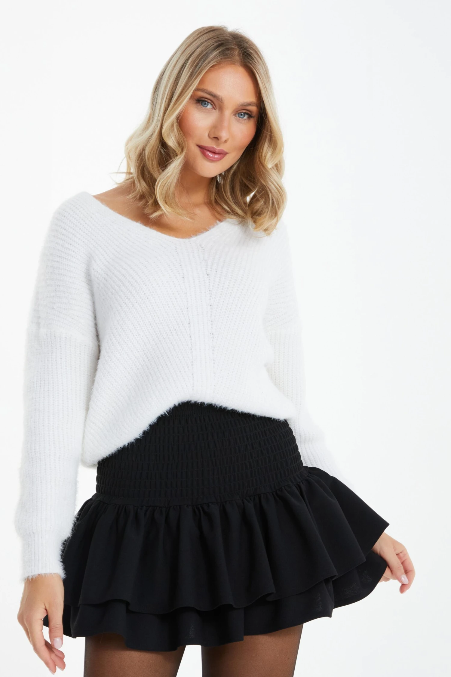 Black Ruched Frill Mini Skirt 2 Black Ruched Frill Mini Skirt - Image 2