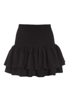 Black Ruched Frill Mini Skirt