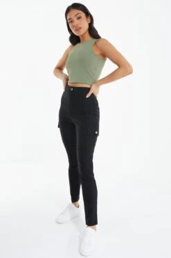 Petite Black Cargo Trousers -Women Clothing Sales Store 00100037969 XS