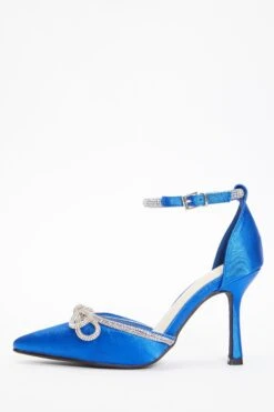 Royal Blue Diamante Bow Court Heels