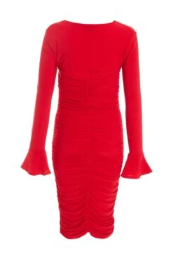 Red Knot Ruched Bodycon Midi Dress 10 Red Knot Ruched Bodycon Midi Dress -Women Clothing Sales Store 00100038036 ZB
