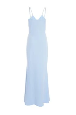 Light Blue Embellished Frill Maxi Dress -Women Clothing Sales Store 00100038071 ZB