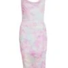 Pink Mesh Marble Print Ruched Midi Dress -Women Clothing Sales Store 00100038079 ZM