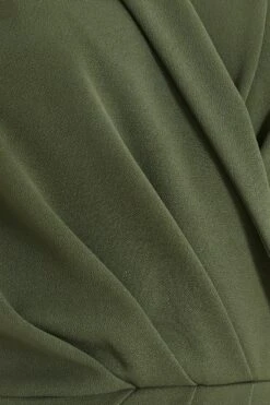 Khaki Wrap Sleeveless Midi Dress -Women Clothing Sales Store 00100038089 ZS