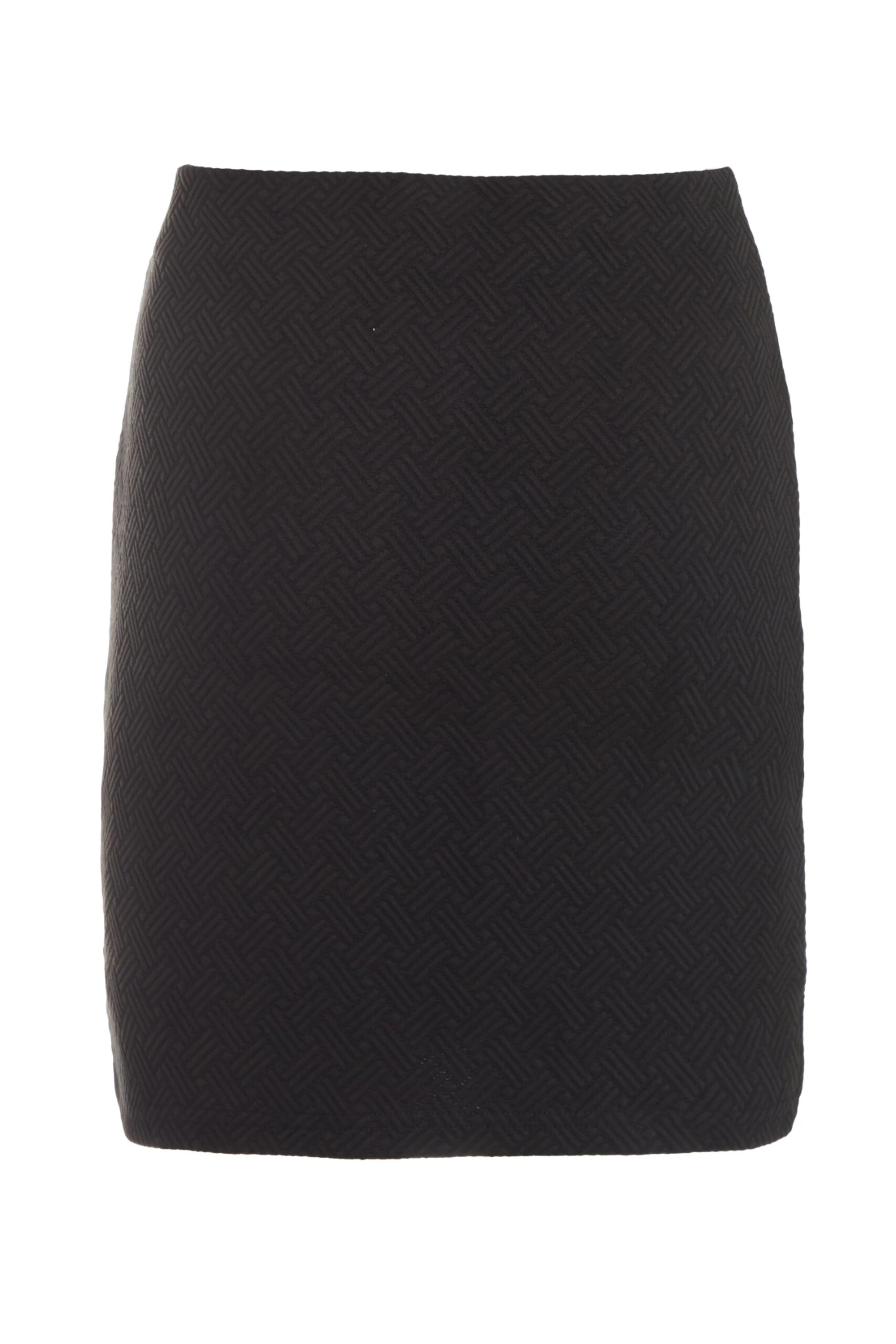 Black Crossover Textured Bodycon Mini Skirt 2 Black Crossover Textured Bodycon Mini Skirt - Image 2
