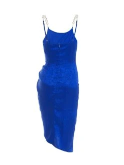 Petite Royal Blue Satin Jacquard Floral Ruched Dress 10 Petite Royal Blue Satin Jacquard Floral Ruched Dress -Women Clothing Sales Store 00100038114 ZB