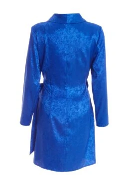 Royal Blue Satin Jacquard Mini Dress 10 Royal Blue Satin Jacquard Mini Dress -Women Clothing Sales Store 00100038119 ZB