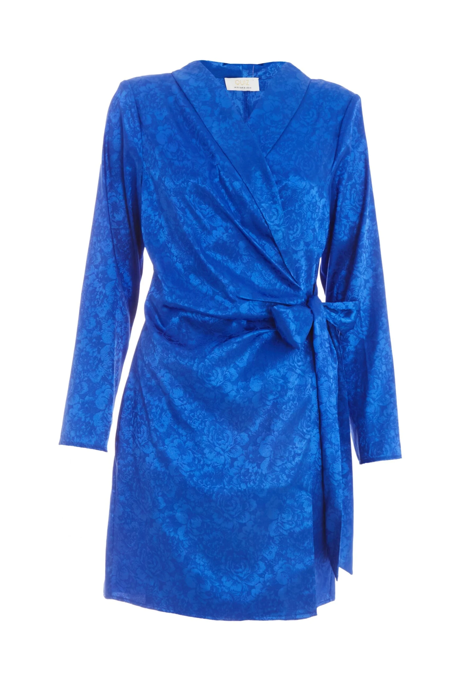 Royal Blue Satin Jacquard Mini Dress 1 Royal Blue Satin Jacquard Mini Dress
