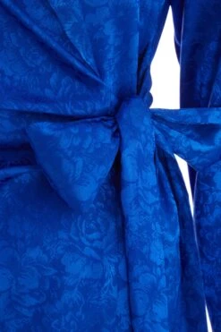 Royal Blue Satin Jacquard Mini Dress 11 Royal Blue Satin Jacquard Mini Dress -Women Clothing Sales Store 00100038119 ZS