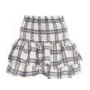 White Check Print Ruched Frill Mini Skirt -Women Clothing Sales Store 00100038133 ZM