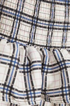 White Check Print Ruched Frill Mini Skirt -Women Clothing Sales Store 00100038133 ZS