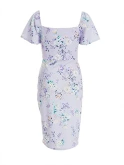 Petite Lilac Floral Ruched Mini Dress 10 Petite Lilac Floral Ruched Mini Dress -Women Clothing Sales Store 00100038186 ZB