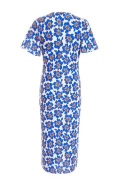 Petite Royal Blue Floral Midi Dress -Women Clothing Sales Store 00100038193 ZB
