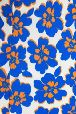 Petite Royal Blue Floral Midi Dress -Women Clothing Sales Store 00100038193 ZS