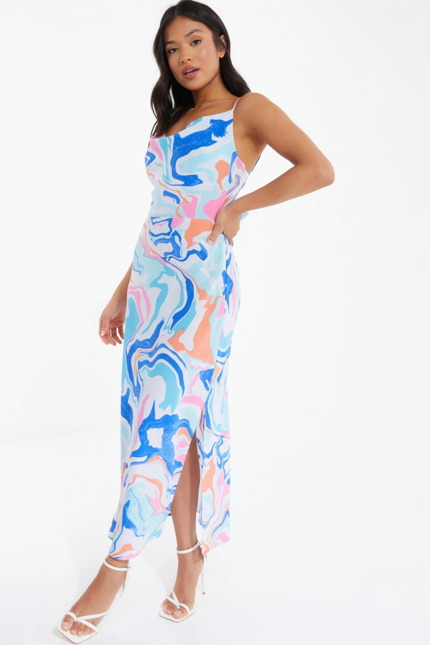 Petite Multicolored Marble Print Midaxi Dress 4 Petite Multicolored Marble Print Midaxi Dress - Image 4