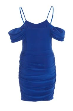 Royal Blue Ruched Bodycon Mini Dress -Women Clothing Sales Store 00100038200 ZB